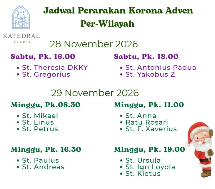 Jadwal Perarakan Korona Adven 2026
